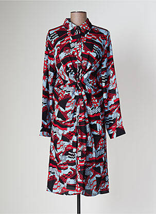 Robe mi-longue coupe fluide manches longues bleu SOVOGUE femme