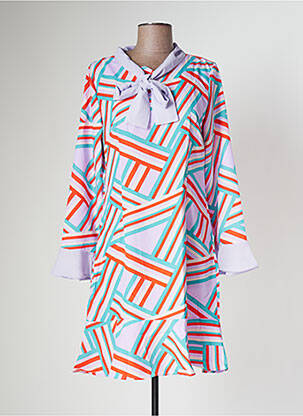 Robe mi-longue coupe fluide manches longues violet SOVOGUE femme