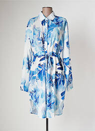 Robe mi-longue coupe fluide manches longues bleu SOVOGUE femme