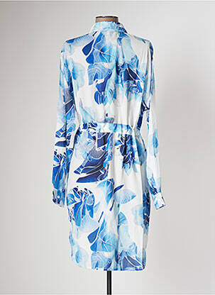 Robe mi-longue coupe fluide manches longues bleu SOVOGUE femme