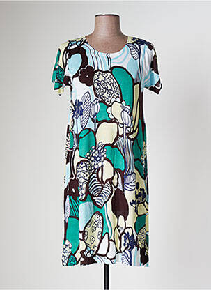 Robe pull col rond manches courtes vert KOOKAI femme