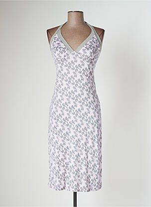 Robe mi-longue imprimé fleurs fines bretelles rose KOOKAI femme
