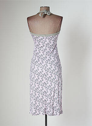 Robe mi-longue imprimé fleurs fines bretelles rose KOOKAI femme