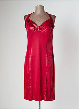 Robe mi-longue coupe fluide fines bretelles rouge KOOKAI femme