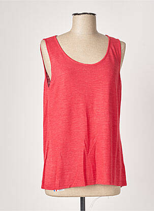 Pull coupe cintrée sans manche rouge POLES femme