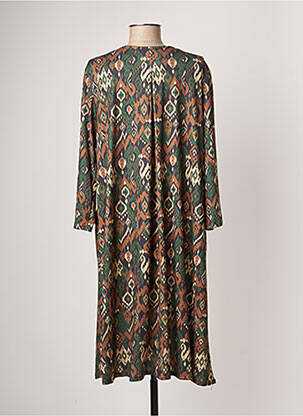Robe mi-longue manches longues manches longues vert JANIS & JOHN femme