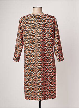 Robe mi-longue manches 3/4 manches 3/4 orange SASSIA femme