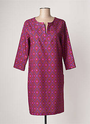 Robe mi-longue manches 3/4 manches 3/4 violet SASSIA femme