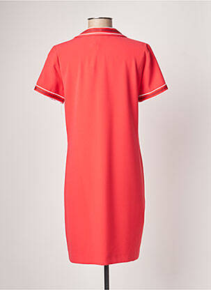 Robe mi-longue tissage crêpe manches courtes rouge QUEENIE femme