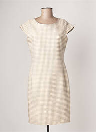 Robe mi-longue fermeture zippée au dos manches courtes beige SASSIA femme