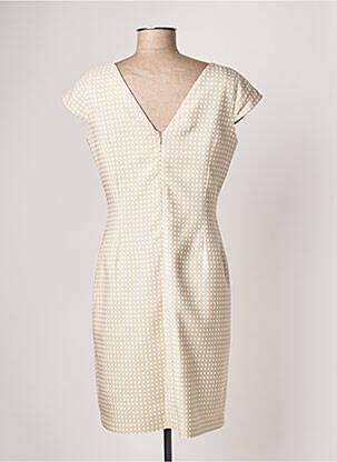 Robe mi-longue manches courtes manches courtes beige SASSIA femme