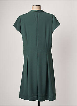 Robe mi-longue coupe fluide manches courtes vert QUEENIE femme