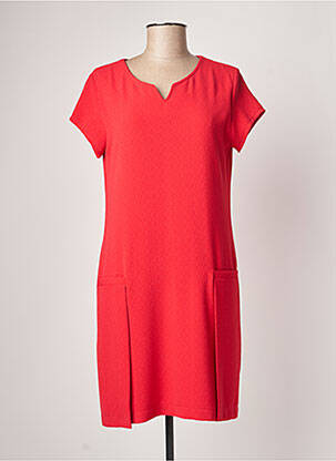 Robe mi-longue fermeture zippée au dos manches courtes rouge SASSIA femme