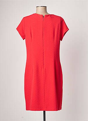 Robe mi-longue fermeture zippée au dos manches courtes rouge SASSIA femme