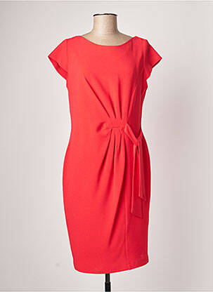 Robe mi-longue tissage crêpe manches courtes rouge SASSIA femme