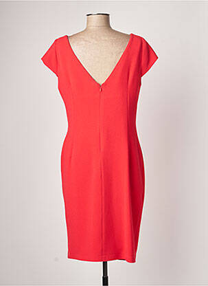 Robe mi-longue tissage crêpe manches courtes rouge SASSIA femme