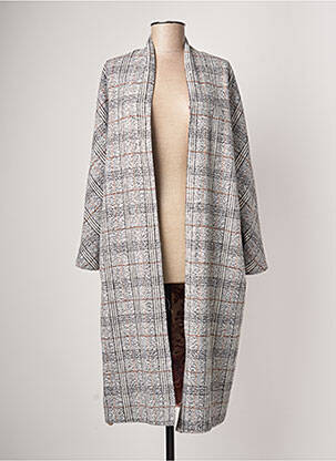 Manteau long coupe droite sans capuche gris KACY femme