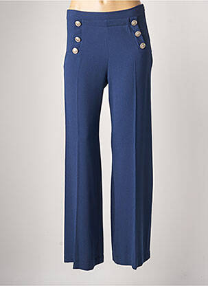 Pantalon large fermeture zip latéral taille haute bleu JANE WOOD femme