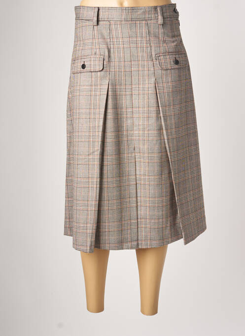 Jupe mi-longue fermeture zip latéral gris IDANO femme