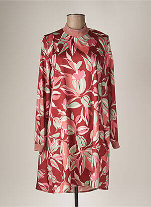Robe mi-longue imprimé fleurs manches longues marron KOCCA femme