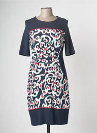 Robe mi-longue imprimé fantaisie manches courtes bleu FRANK WALDER femme