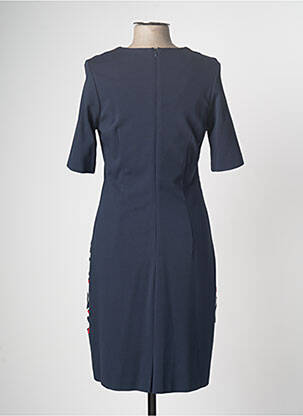 Robe mi-longue imprimé fantaisie manches courtes bleu FRANK WALDER femme