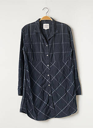 Robe courte coupe évasée manches longues bleu THINKING MU femme