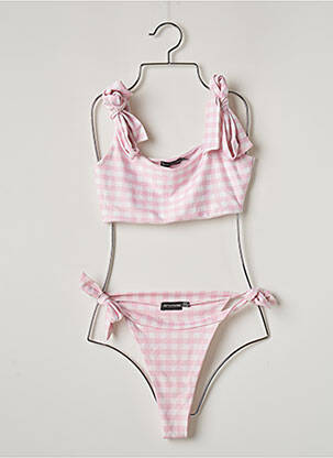 Maillot de bain 2 pièces stretch brassieres rose PRETTY LITTLE THING femme