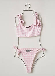 Maillot de bain 2 pièces stretch brassieres rose PRETTY LITTLE THING femme