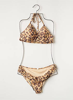 Maillot de bain 1 pièce effet matière satinée haut soutien-gorge moulé marron BARTS femme