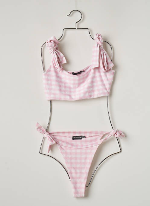 Maillot de bain 2 pièces stretch brassieres rose PRETTY LITTLE THING femme
