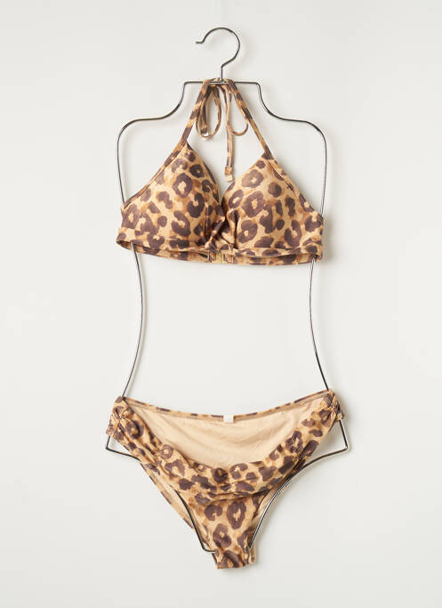 Maillot de bain 1 pièce effet matière satinée haut soutien-gorge moulé marron BARTS femme