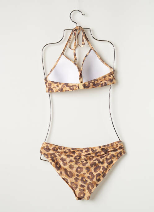 Maillot de bain 1 pièce effet matière satinée haut soutien-gorge moulé marron BARTS femme