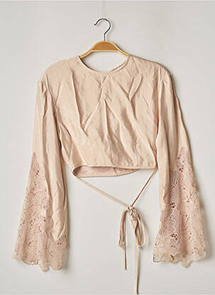 Top col rond manches longues rose H&M femme