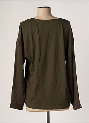 Top col rond manches longues vert LAUREN VIDAL femme