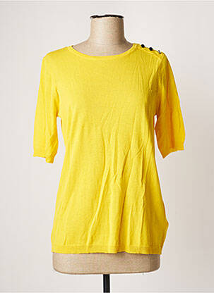 Pull resserrée sur le bas manches courtes jaune YEST femme