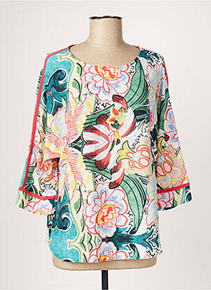 Blouse imprimé fantaisie manches longues bleu JOY femme