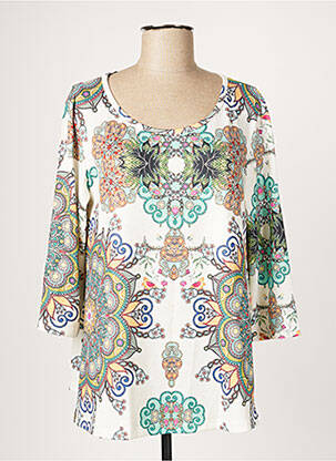 Blouse imprimé fantaisie manches longues vert JOY femme