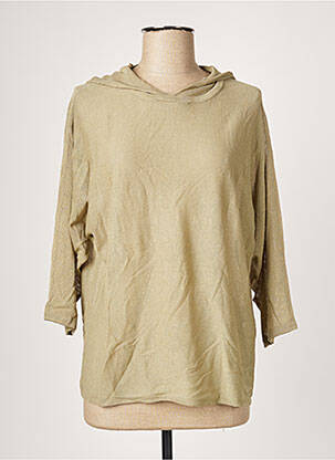 Pull coupe droite manches 3/4 vert YESTA femme