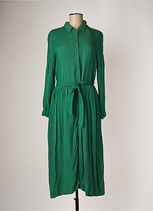 Robe longue coupe fluide manches longues vert DROLATIC femme