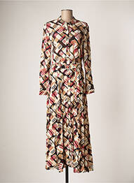 Robe longue manches longues manches longues beige ZILCH femme
