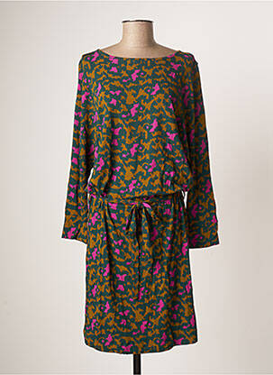 Robe mi-longue manches longues manches longues vert ZILCH femme