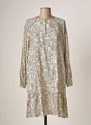 Robe courte coupe évasée manches longues beige SCOTCH & SODA femme