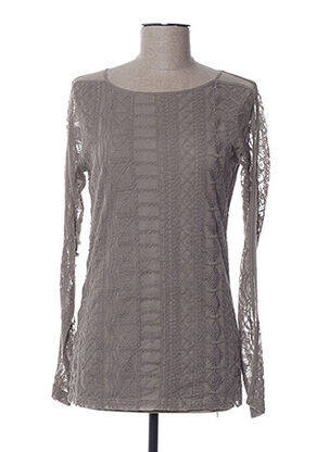Top coupe cintrée manches longues beige YAYA femme