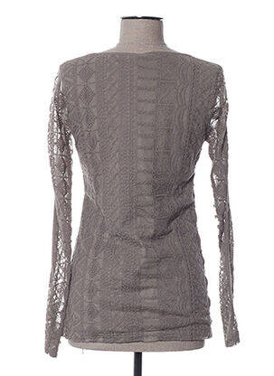 Top coupe cintrée manches longues beige YAYA femme