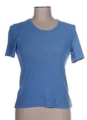 Pull maille ajourée manches courtes bleu SAINT CHARLES femme