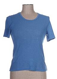Pull maille ajourée manches courtes bleu SAINT CHARLES femme