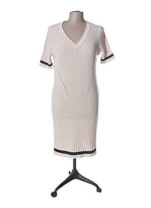 Robe pull col v manches courtes beige ROSE TONKA femme