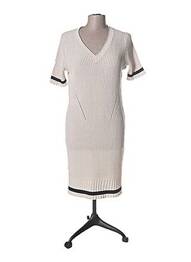 Robe pull col v manches courtes beige ROSE TONKA femme