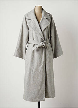 Manteau long gris ICHI pour femme